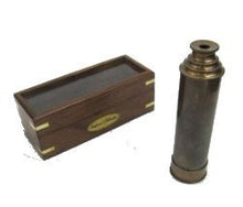 Load image into Gallery viewer, BR48528B Captains 15&quot; Brass Antiqued Telescope With Wooden Box
