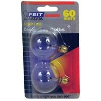 Feit Electric BP60G16-1/2 60 Watt Clear Long Life Vanity Globe Light Bulb 2 Count