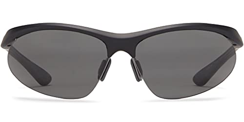 Guideline Eyegear Spray Sunglasses, Matte Black Frame, Gray Temple Rubber - Deepwater Gray Lens, Medium-Large