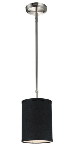 Z-Lite 171-6B Albion One Light Mini Pendant, Metal Frame, Brushed Nickel Finish and Black Shade of Fabric Material