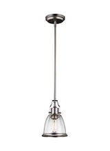 Load image into Gallery viewer, Feiss P1354SN Hobson Glass Pendant Lighting, Satin Nickel, 1-Light (8&quot;Dia x 12&quot;H) 75watts
