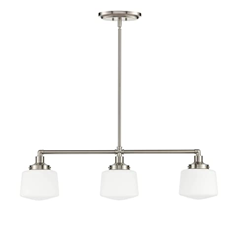Linea di Liara Scolare Modern Linear Chandeliers for Dining Room Light Fixtures Over Table Brushed Nickel Pendant Lights Kitchen Island Lighting 3-Light Kitchen Lights Ceiling Hanging, UL Listed