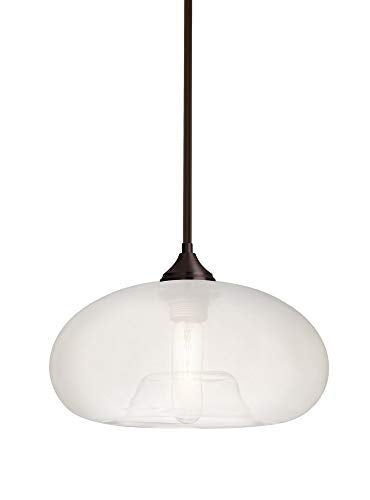 Besa Lighting 1TT-BANAFR-BR Bana - One Light Stem Pendant with Stems with Flat Canopy Stem, Bronze Finish with Frost Glass
