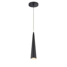 Load image into Gallery viewer, Eurofase 20444-037 Sliver Hand Crafted Metal Cone Mini Pendant Light, 1-Light 50 Watt, 12&quot;H x 3&quot;Dia, Black
