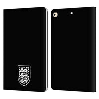 Head Case Designs Officially Licensed England National Football Team Black and White Crest Leather Book Wallet Case Cover Compatible with Apple iPad 9.7 2017 / iPad 9.7 2018