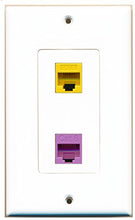 Load image into Gallery viewer, RiteAV - 1 Port Cat6 Ethernet Yellow 1 Port Cat6 Ethernet Purple Decorative Wall Plate - Bracket Included

