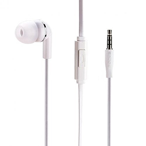 Premium Flat Wired Headset Mono Handsfree Earphone Mic Single Earbud Headphone Earpiece in-Ear [3.5mm] White for Verizon Samsung Galaxy S8+ - Verizon Samsung Galaxy S9 (G960UZPAVZW)