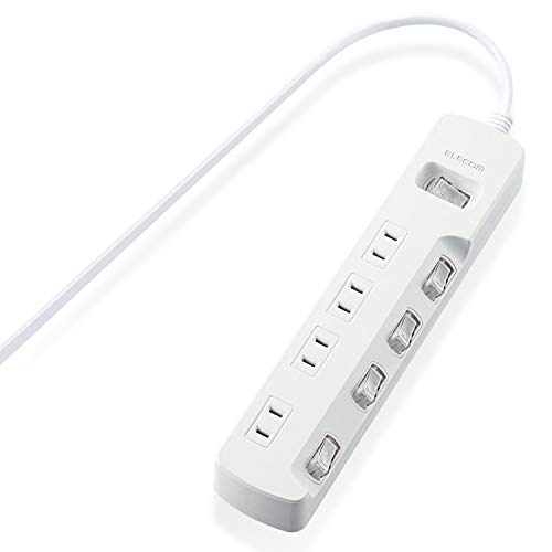 ELECOM Power Saving Power Strip with switches Swing Plug 4 Outlet 3m [White] T-E7A-2430WH (Japan Import)