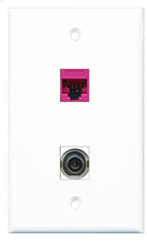 Load image into Gallery viewer, RiteAV - 1 Port 3.5mm 1 Port Cat5e Ethernet Pink Wall Plate - Bracket Included
