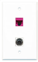RiteAV - 1 Port 3.5mm 1 Port Cat5e Ethernet Pink Wall Plate - Bracket Included