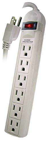POWTECH UL Listed 6 Outlet Surge Protector Heavy Duty Home/Office Power Strip, 14 AWG Cord, 125V, 15AMPS, 1875 Watt, 12-Ft Power Cord