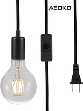Load image into Gallery viewer, ASOKO Vintage Pendant Hanging Light Cord, UL Listed Socket Light Cord with Plug, Black Flished Metal Shell, 13ft Woven Fabric Cord, E26/E27 Scoket, in-line ON/Off Switch, DIY Projects (Black)
