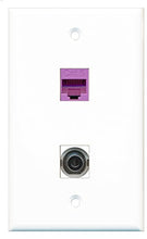 Load image into Gallery viewer, RiteAV - 1 Port 3.5mm 1 Port Cat6 Ethernet Purple Wall Plate - Bracket Included
