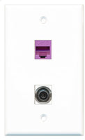 RiteAV - 1 Port 3.5mm 1 Port Cat6 Ethernet Purple Wall Plate - Bracket Included
