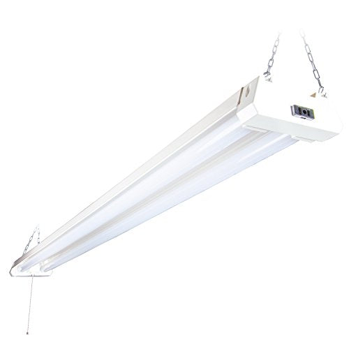 Maxxima 4 ft. Utility LED Shop Light Fixture, 40 Watt, Linkable, Frosted Lens 5000K Daylight 4400 Lumens, Plug in, Pull Chain, Energy Star