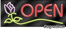 Load image into Gallery viewer, &quot;Open&quot; Neon Sign w/Graphic : 434, Background Material=Clear Plexiglass
