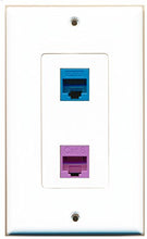 Load image into Gallery viewer, RiteAV - 1 Port Cat6 Ethernet Blue 1 Port Cat6 Ethernet Purple Decorative Wall Plate - Bracket Included
