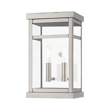 Load image into Gallery viewer, Livex 20702-91 Transitional Two Light Outdoor Wall Lantern from Hopewell Collection in Pwt, Nckl, B/S, Slvr. Finish, Brushed Nickel
