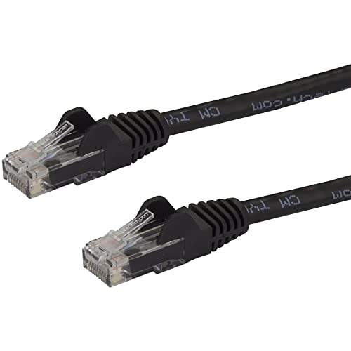 StarTech.com 1ft CAT6 Ethernet Cable - Black CAT 6 Gigabit Ethernet Wire -650MHz 100W PoE RJ45 UTP Network/Patch Cord Snagless w/Strain Relief Fluke Tested/Wiring is UL Certified/TIA (N6PATCH1BK)
