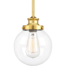 Load image into Gallery viewer, Progress Lighting Penn Collection 1-Light Clear Glass Farmhouse Mini-Pendant Light Natural Brass
