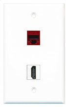 Load image into Gallery viewer, RiteAV - 1 Port HDMI 1 Port Cat6 Ethernet Red Wall Plate - Bracket Included
