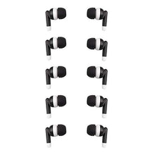 Load image into Gallery viewer, JustJamz Dot Headphones Black Basic in-Ear Earbud Headphones 3.5 MM for Apple Android Laptop PC Mac Ideal for Students Kids Classroom 10 Pack
