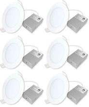 Load image into Gallery viewer, Led 9W 4- inch Round and Square 750 Lumen Dimmable airtight LED Panel Light Ultra-Thin LED Recessed Ceiling Lights for Home Office Commercial Lighting (Round 5000K Cool Daylight, 6 Pack)
