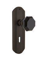 Nostalgic Warehouse 723763 Deco Plate with Keyhole Double Dummy Waldorf Black Door Knob in Oil-Rubbed Bronze