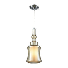 Load image into Gallery viewer, Alora 1 Light Pendant In Polished Chrome With Opal White And Champagne Plated Glass - Includes Recessed Lighting Kit
