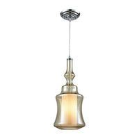 Alora 1 Light Pendant In Polished Chrome With Opal White And Champagne Plated Glass - Includes Recessed Lighting Kit