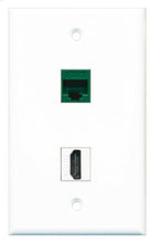 Load image into Gallery viewer, RiteAV - 1 Port HDMI 1 Port Cat6 Ethernet Green Wall Plate - Bracket Included
