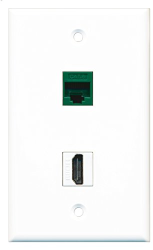 RiteAV - 1 Port HDMI 1 Port Cat6 Ethernet Green Wall Plate - Bracket Included