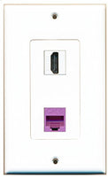 RiteAV - 1 Port HDMI 1 Port Cat6 Ethernet Purple Decorative Wall Plate - Bracket Included
