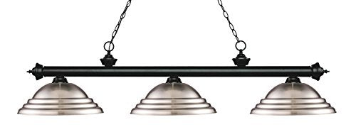 Z-Lite 200-3MB-SBN Riviera - 3 Light Island/Billiard in Billiard Style - 16 Inches Wide by 13.25 Inches High, Finish Color: Matte Black, Shade Color: Brushed Nickel