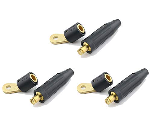 WeldingCity 3-pk Twist-Lock Tweco/Lenco Style 2-MPC/LC-40 Insulated Male Connector and Female Terminal Adapter 2-AF Threaded Stud to Male for Welding Cable #4-2/0 (25-50mm)