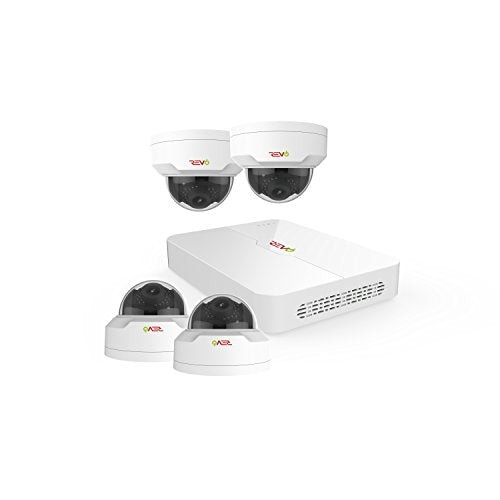REVO America Ultra 4Ch. 1TB HDD 4K IP NVR Security System - Fixed Lens IP Cameras 4 x 4MP Mini Vadal Dome Cameras - Remote Access via Smart Phone, Tablet, PC & MAC, White