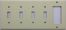 Load image into Gallery viewer, Ivory Wrinkle Five Gang Wall Plate - Four Toggle Switches One GFI/Rocker Opening
