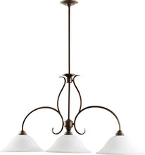 Load image into Gallery viewer, Quorum 6510-3-186 Transitional Three Light Island Pendant from Spencer Collection in Bronze / Dark Finish, 45.25 inches
