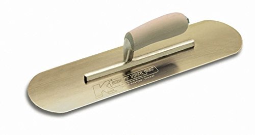 Kraft Tool CF274 Gold Stainless Steel Pool Trowel with Camel Back Wood Handle, 10 x 3-Inch