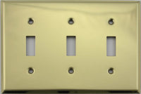 Polished Brass Three Gang Toggle Switch Wall Plate