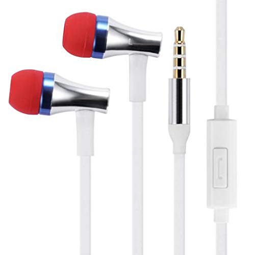 Compatible with Q7 Plus - Premium Sound Earbuds Hands-Free Earphones w Mic Metal Headphones Headset in-Ear Wired [3.5mm] [White] for LG Q7 Plus (Q7+)