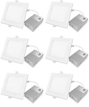 Load image into Gallery viewer, Led 4 Inch Square Ultra Thin LED Recessed Light with Junction Box, 9W 750 Lumens, 5000K Bright White Dimmable, Slim Recessed Ceiling Light, IC Rated Airtight, Energy Star &amp; ETL Listed 6 Pack
