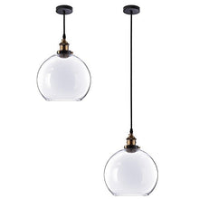 Load image into Gallery viewer, AMPERSAND SHOPS Globe-Shaped Ceiling-Mounted Hanging Vintage Pendant Pub Light 9.4&quot; Diameter Glass Shade (Clear)
