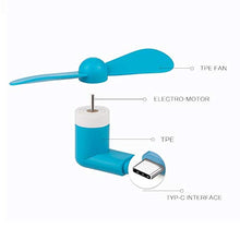 Load image into Gallery viewer, LAAT Mini USB Fan Micro Phone Portable Electric Fan for Android (Blue)

