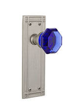 Load image into Gallery viewer, Nostalgic Warehouse 724724 Mission Plate Privacy Waldorf Cobalt Door Knob in Satin Nickel, 2.375
