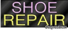 Load image into Gallery viewer, &quot;Shoe Repair&quot; Neon Sign : 122, Background Material=Black Plexiglass
