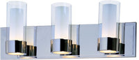 Maxim 23073CLFTPC Silo Clear and Frosted Glass Cylinder Bath Vanity Wall Mount, 3-Light Xenon 120 Total Watts, 8