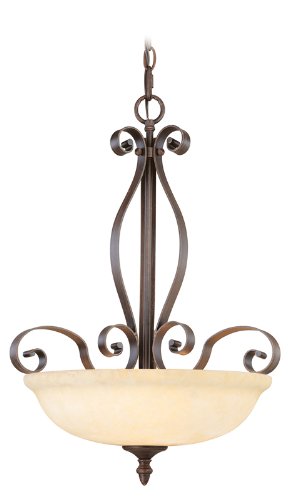 Livex Lighting 6168-58 Traditional Three Light Inverted Pendant from Manchester Collection Dark Finish, Imperial Bronze