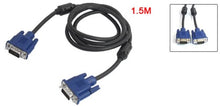 Load image into Gallery viewer, uxcell Black Blue VGA 15 Pin Male to Male Computer Monitor Cable Wire Cord 4.2ft

