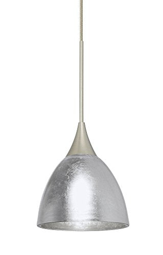 Besa Lighting 1XT-1758SF-SN Divi - One Light Cord Pendant, Satin Nickel Finish with Silver Foil Glass